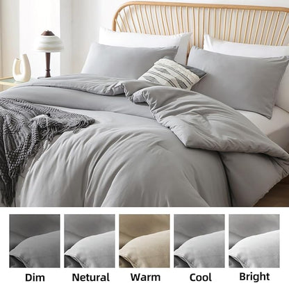 ROSGONIA King Size Comforter Set Grey, 3pcs King Comforter Set (1 Gray Comforter & 2 Pillowcases) All Season Soft Lightweight Bedspread Blanket Quilt