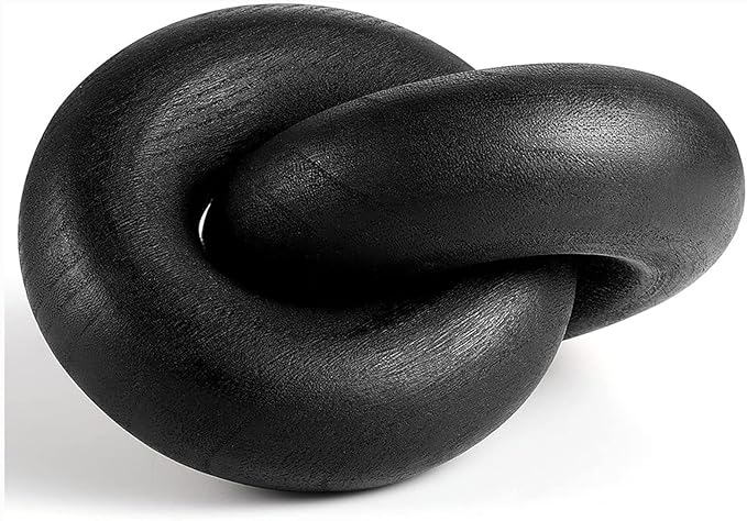 2 Link Wood Chain Link Decor, Black Wooden Knot Decor for Coffee Table Book Shelf Accents Home Console Table Decorative Items Living Room Boho Farmhouse Rustic Decoration