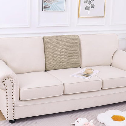 Smiry Waterproof Couch Cushion Covers, Stretch Jacquard Thick Sofa Cushion Covers, Washable Seat Slipcover Elastic Furniture Protector for Pets, Kid (Back Cover M, Camel)