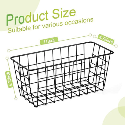 4 Pack Hanging Kitchen Baskets, Adhesive Wire Wall Storage Basket, No Drilling Hanging Fruit Baskets, Cabinet Door Organizer for Kitchen Bathroom Pantry, Upgrade Super-sized Adhesive (4)