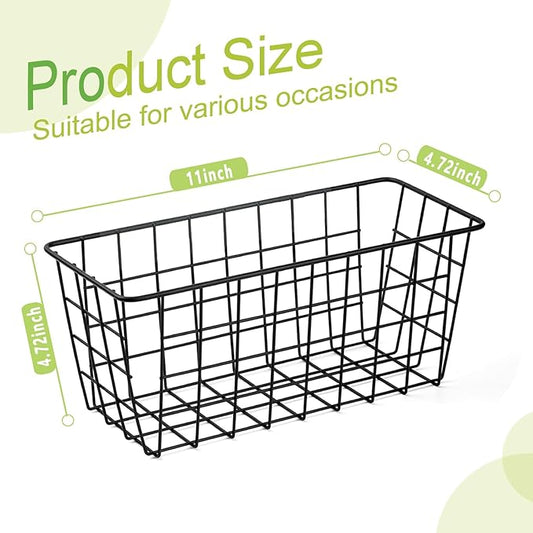 4 Pack Hanging Kitchen Baskets, Adhesive Wire Wall Storage Basket, No Drilling Hanging Fruit Baskets, Cabinet Door Organizer for Kitchen Bathroom Pantry, Upgrade Super-sized Adhesive (4)