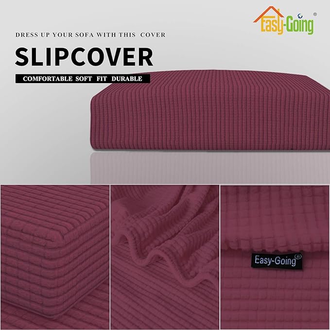Easy-Going Stretch Loveseat Cushion Cover Sofa Cushion Furniture Protector Sofa Seat Sofa Slipcover Sofa Cover Soft Flexibility with Elastic Bottom(Loveseat Cushion, ASH Rose)