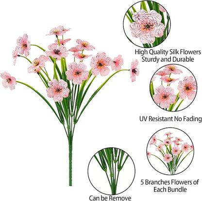 MACTING Artificial Flowers for Outdoors 12 Bundles Fake Flowers UV Resistant Faux Plastic Plants No Fade for Hanging Planters Window Patio Porch Garden Home Indoor Outdoor Summer Decorations(Pink)