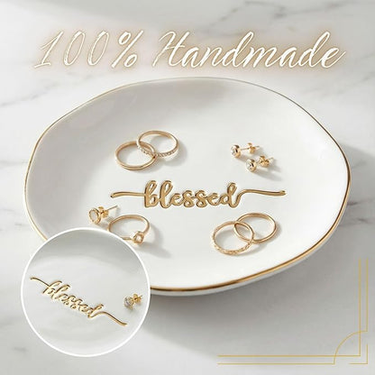 InnoBeta Blessed Gifts for Women, Blessed Jewelry Dish 4.75" - Decorative Trinket Dish for Rings Earrings Keys - Birthday, Mother's Day