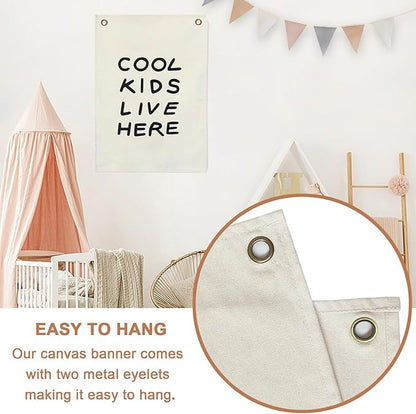 Canvas Banner Hanging Flag Banner for Nursery and Playroom Wall Décor for Kids Trendy Room Décor for Boys and Girls (Blank-vertical)
