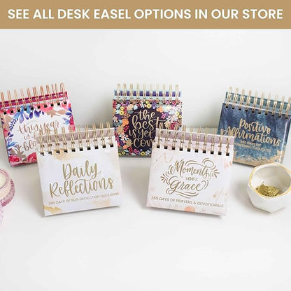 bloom daily planners x Writefully His Undated Perpetual Desk Easel - Religious Inspirational Standing Desktop Flip Calendar - Page a Day - (5.25" x 5.5") - Moments of Grace