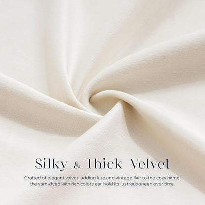 Phantoscope Pack of 2 Velvet Throw Pillow Covers, Decorative Soft Velvet Pillows Accent Double-Sided Gusseted Design, Square Cushion Case for Couch Sofa Bed, Off White, 18 x 18 inches 45 x 45 cm