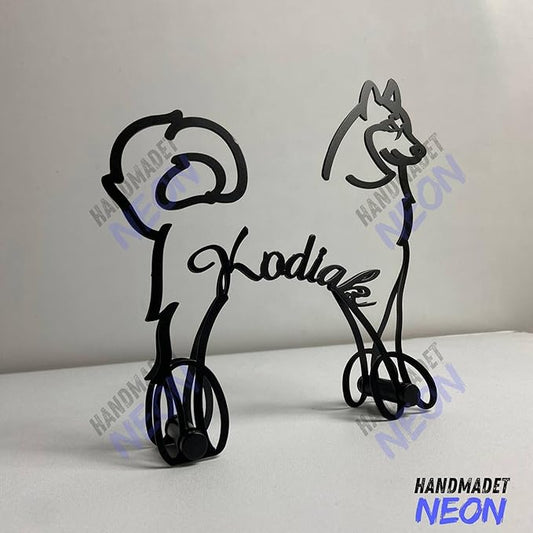Personalized Siberian Husky Dog Minimalist Sculpture, Custom Dogs Name Metal Desk Decor, Decorative Aesthetic Table Sign Gifts for Officer, Friends, Animal Lover, Kids, Mom, Dad