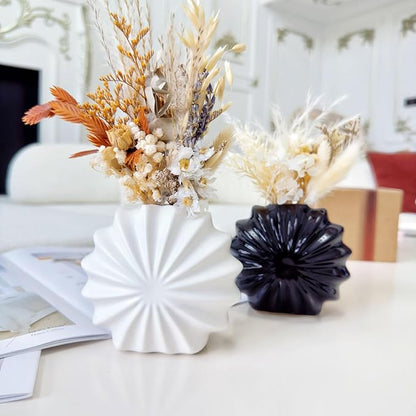 Black and White Ceramic Vase Set of 2, Small Striped Ceramic vases, Cute Modern Home Decor Flower Vase, vases for centerpieces, Bud vases for Decor, Farmhouse Small Ceramic vases Set