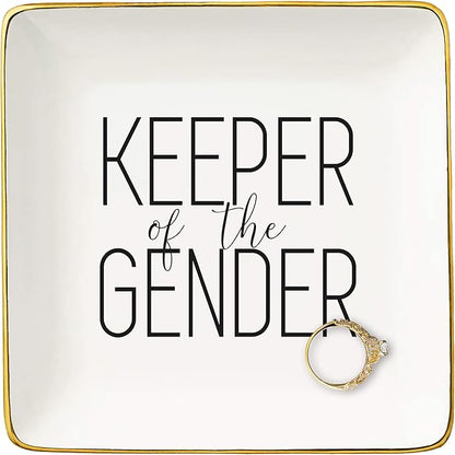 First Mother's Day Gift for New Mother,Baby Gift Shower Gender Reveal Celebration Party Supplies-Present for Keeper of the Gender-New Mom-First Time Mom,Jewelry Tray Trinket Holder Ring Dish