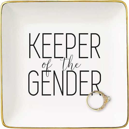 First Mother's Day Gift for New Mother,Baby Gift Shower Gender Reveal Celebration Party Supplies-Present for Keeper of the Gender-New Mom-First Time Mom,Jewelry Tray Trinket Holder Ring Dish