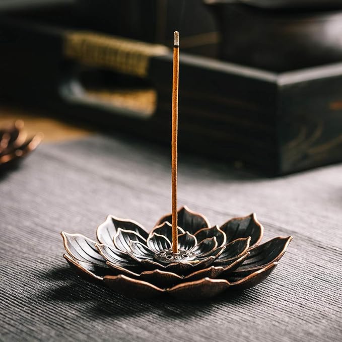 2 Pack Incense Burner, Incense Holder for Sticks, Brass Lotus Incense Stick Holder