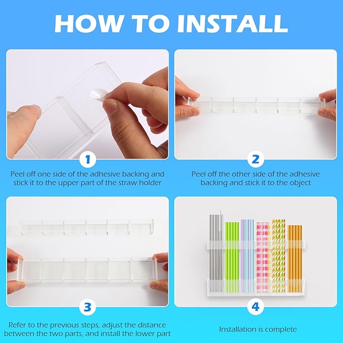 Cabinet Straw Holder,Acrylic Straw Organizer,Straws Dispense for Kitchen Counter and Cabinet Door（Transparent）