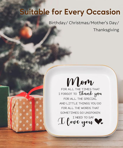 Gifts for Mom from Daughter, Son – Thank You Mom Jewelry Dish Christmas Stocking Stuffers, Birthday, Mothers Day, Valentines Day Gifts