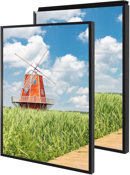 20x30 Snap Frame, Plexiglass, Set of 2, Black PosterFrames, Coating Aluminum Profile, Display Horizontally & Vertically