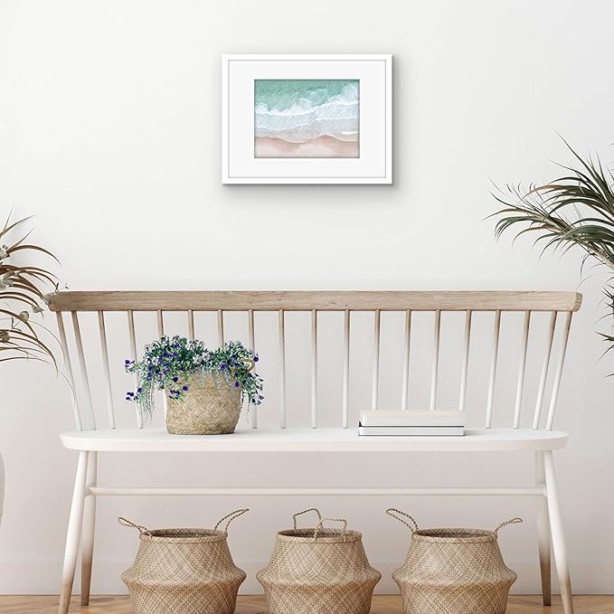 Americanflat 9x12 Picture Frame with Shatter-Resistant Glass - Use as 6x8 Frame with Mat or Display 9x12 Photo Without Mat - Streamline Collection - Picture Frames for Tabletop and Wall - White