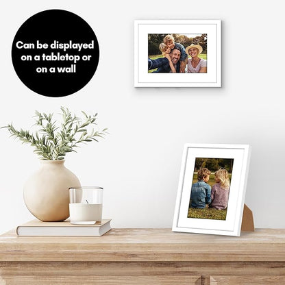 Americanflat 6x8 Picture Frame with Shatter-Resistant Glass - Use as 4x6 Frame with Mat or Display 6x8 Photo Without Mat - Streamline Collection - Picture Frames for Tabletop and Wall - White
