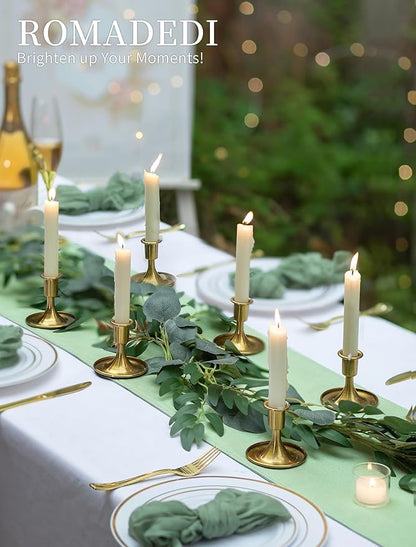 Romadedi Gold Candlestick Candle Holders - Brass Taper Holders Candle Stick for Wedding Table Centerpiece Festive Christmas Mantel Decoration Home Decor, Set of 2