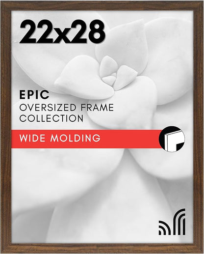 Americanflat 22x28 Poster Frame with Polished Plexiglass - Wide Picture Frames Made of Engineered Wood for Vertical or Horizontal Wall Display - Epic Collection - Mahogany
