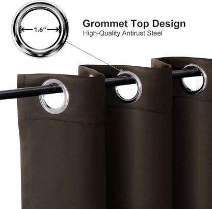 ChrisDowa Brownout Curtains 72 inches Long for Bedroom - 2 Panels Set Grommet Thermal Insulated Room Darkening Curtains for Living Room (Brown, 42 x 72 Inch)