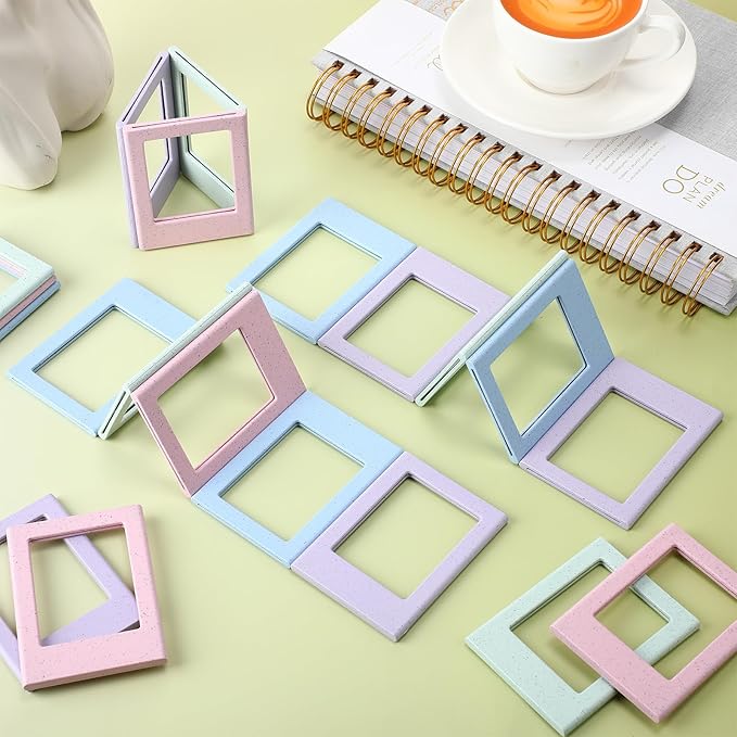 Epakh 20 Packs Magnetic Photo Picture Frame Cute Mini Table Photo Frame Holder 3 Inches Plastic Colorful Picture Display for Fridge Office (Stramineous)