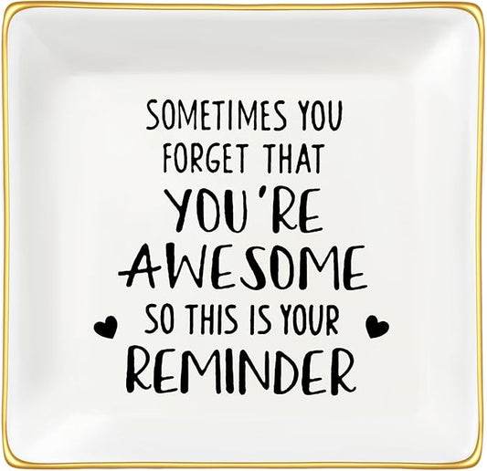 JoycuFF Inspirational Birthday Gifts for Women Ring Dish, Best Friends You're Awesome Gifts For Women Her Mom Sister Coworker Christmas