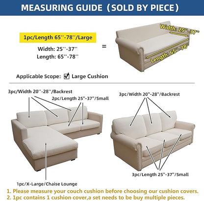 Eismodra Couch Covers for 3 Cushion Couch Sofa Magic Stretch Sofa Slipcover for Dogs Pet L Shape 2 Seat Replacement Furniture Protector,Cream White Length 65-78 inches(Only 1 Piece)