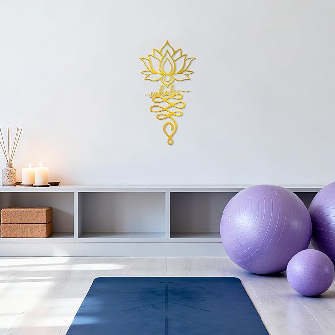 Xedatric Lotus Wall Decor Twin Piece Metal Wall Sculpture for Yoga Decor, Home & Office - Elegant Lotus Decor with Gorgeous Gold Finish