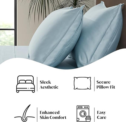 Luxury Bamboo Market | King Size Bed Sheet Set | 100% Viscose Made from Bamboo | Organically Grown | Ultra Soft | Cooling Sheets for Hot Sleepers | 17" Deep Pocket [Spa Blue]