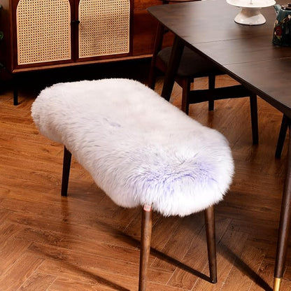 LLB Genuine Sheepskin Area Rug Wool Rug Fur Carpet Fluffy Shaggy Fur Rug for Living Room Kids Bedroom Real Sheepskin Throw Lambskin Rugs Sofa Mat Chair Seat Covers (Taro Purple, 2 x 3 ft Sheepskin)