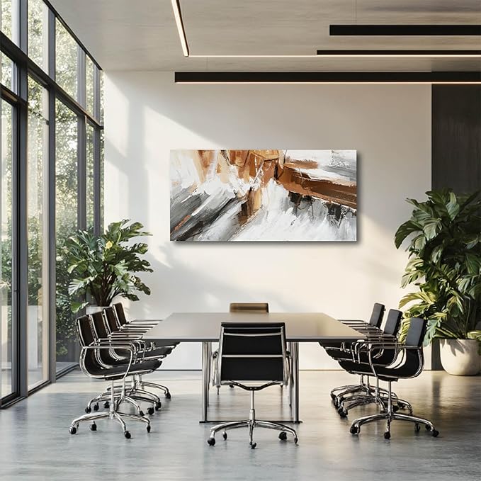 Graffiti Art Pictures Abstract Canvas Paintings White and Brown Poster Print 24"x48" Artwork for Bedroom Office Decorations