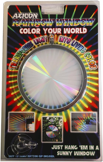Rainbow Symphony - Rainbow Window Suncatcher – Prism Light Catcher for Windows Creates Vibrant Rainbows – 4" Hanging Sun Catcher with Axicon Pattern and Bonus Decal – Made in USA