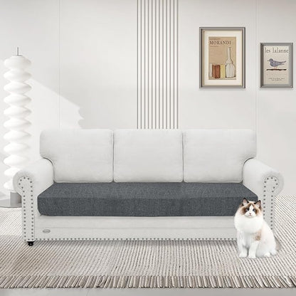 MAXIJIN Waterproof Couch Cushion Covers Stretch Sofa Seat Slipcovers Washable，Sectional Outdoor Cushion Covers with Elastic Bottom for Dogs Pets Kids (1 Pc Sofa Cushion Cover, Light Gray)