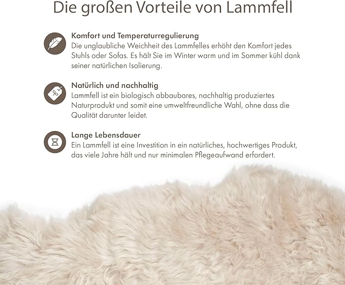 Real Sheepskin Rug 2x6 ft | Sheepskin Rugs for Living Room and Sofa | Bedside Rugs for Bedrooms | Large Fluffy Rug is Breathable & Heat-regulating in Color Beige