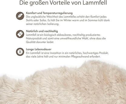 Real Sheepskin Rug 2x6 ft | Sheepskin Rugs for Living Room and Sofa | Bedside Rugs for Bedrooms | Large Fluffy Rug is Breathable & Heat-regulating in Color Beige