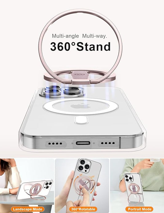 EWA MagOne 3rd Gen [Compatible with MagSafe] Phone Grip Stand with Finger Strap, Removable Magnetic Ring Holder Kickstand Loop for iPhone 17,16,15,14,13,12 Series (Pink)