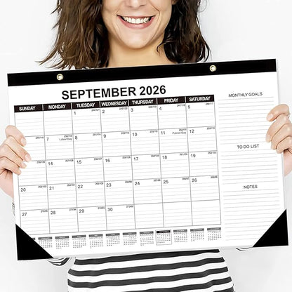 GuassLee Desk Calendar 2026-2027 - 18 Months Calendar 17" × 11.5" Desk Calendar from Jan. 2026 to Jun. 2027 with Julian Date, Monthly Goals, To-do List, Notes for Home School Office
