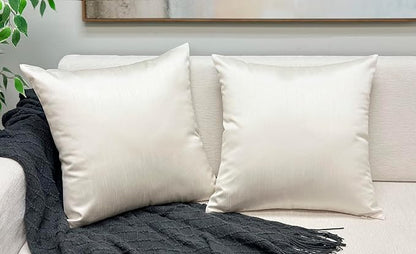Aiking Home 24x24 Inches Faux Silk Square European Shams, Zipper Closure, Ivory (Set of 2)