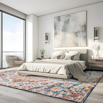 Rugshop Vintage Distressed Bohemian Large Area Rug for Living Room,Bedroom,Dining Room– Vibrant Multi-Color Tribal Design, 12' x 15'