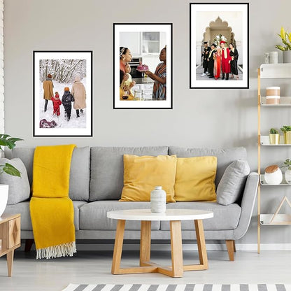 24x36 Picture Frame with 20x30 Mat Set of 2, Display Photo 20x30 with Mat or 24 x 36 Without Mat, Wall Hanging Large 24 by 36 Poster Frame with Plexiglass, 2 Pack, Black