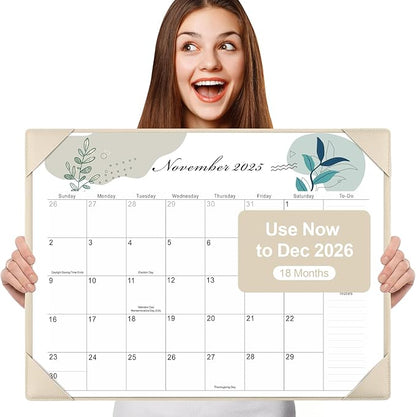 Gannyfer Large Desk Calendar 2025-2026 with Desktop Mat,22" x 17" Desktop Pad Calendar, 18 Month Table Calendar from July 2025 to Dec 2026, Office Supplies Perfect for Home School and Office - Gray