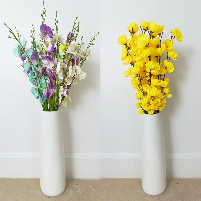 12Inch Tall Ceramic White Flower Vase,Home Decor White Vases for Pampas Grass,Modern Textured Vases for Living Room Decorations,Shelf,Table Centerpieces,Farmhouse Small Ceramic Vase