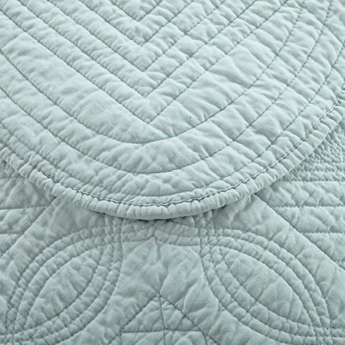 Calla Angel Sage Garden Luxury Pure Cotton Quilt, Queen, Light Aqua