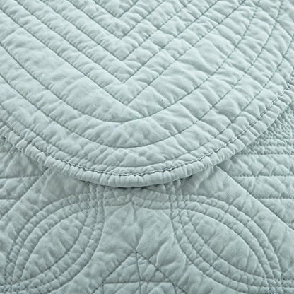 Calla Angel Sage Garden Luxury Pure Cotton Quilt, Queen, Light Aqua