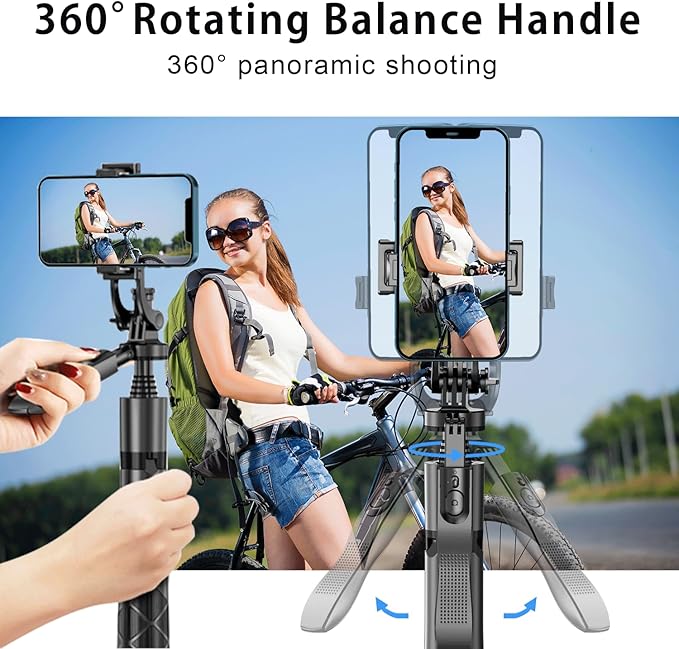 Selfie Stick Tripod,Tripod with 360 Degree Rotatable Phone Holder for Photography, Video Shooting, Live Streaming, Vlog, YouTube Video, FaceTime, Skype, TikTok, Selfie