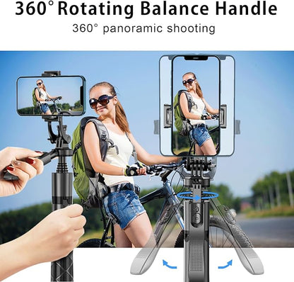 Selfie Stick Tripod,Tripod with 360 Degree Rotatable Phone Holder for Photography, Video Shooting, Live Streaming, Vlog, YouTube Video, FaceTime, Skype, TikTok, Selfie