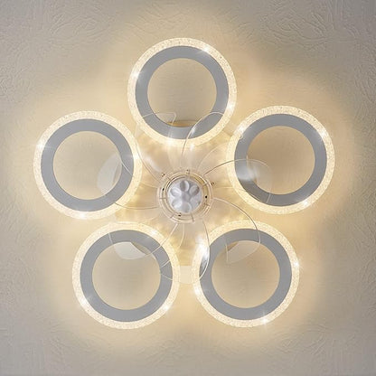 Modern Ceiling Fan with Light, 20" Personality Geometric Ceiling Fan with Lights and Remote, Ceiling Fan for Living Room Bedroom Kitchen
