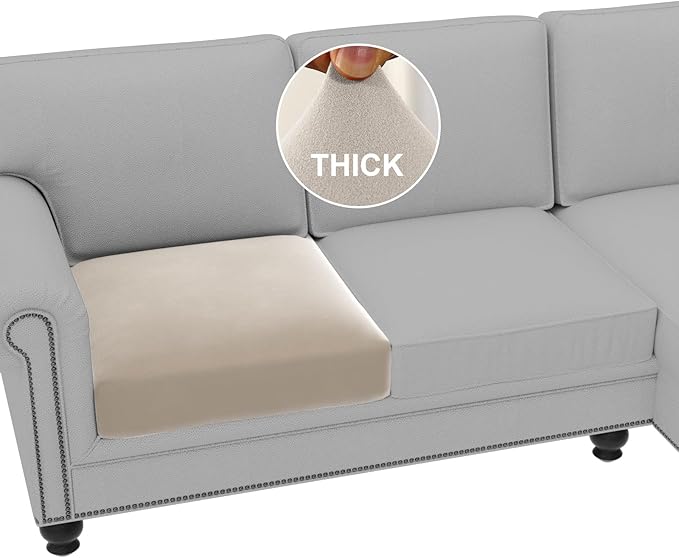 H.VERSAILTEX Fleece Couch Cushion Covers Stretch Chair Covers for Living Room Armchair Sectional Couch Covers Comfortable and Durable Fabric (1 Seater Cushion Cover, Island Fossi)