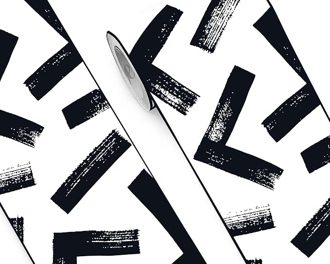 FLFK Black and White Design Wallpaper Border - Peel and Stick Wall Paper, Self Adhesive Removable PVC Borders Sticker, Modern Waterproof Trim for Home Decor, 10" x 240"