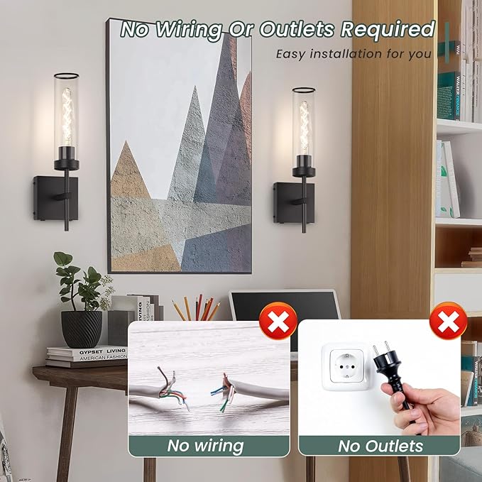 Wall Sconces,Battery Operated Wall Sconce 3000K 10400mAh Fast Chargin Endurance 150 Hours Infinitely Dimmable with Remote Control Wireless Wall Lights for Bedroom Living Room Hallway